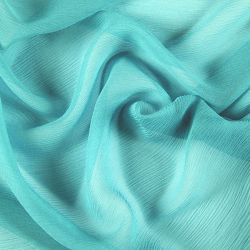 Silk Crinkle Chiffon, Aqua, Teal - SilkFabric.net