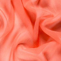 Silk Crinkle Chiffon Fabric, Coral, Peach, Orange - SilkFabric.net