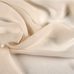 Silk Crinkle Chiffon Fabric, Cream, Ivory, Ecru - SilkFabric.net