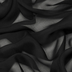 Silk Satin Chiffon Fabric, Black - SilkFabric.net