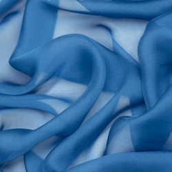 Silk Satin Chiffon Fabric, Blue, Navy - SilkFabric.net