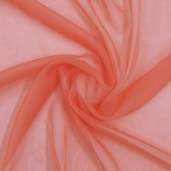 Silk Heavy Chiffon Fabric, Coral, Peach, Orange - SilkFabric.net