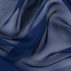 Silk Span Chiffon Fabric, Blue, Navy - SilkFabric.net