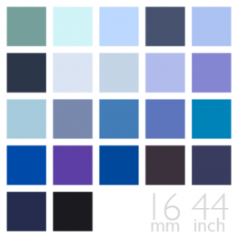 Silk Twill, 16mm, 44" - (Blue / Navy Group, 22 Colors)