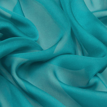 Silk Satin Chiffon, Aqua, Teal - SilkFabric.net