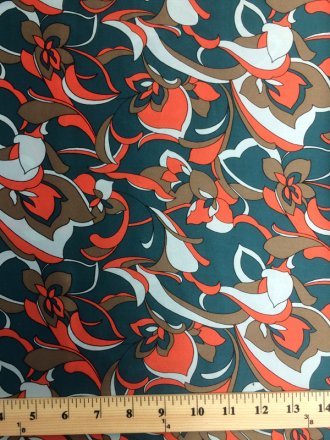 Printed Silk Charmeuse Fabric, Floral Print, 19mm, 54", Design #13572