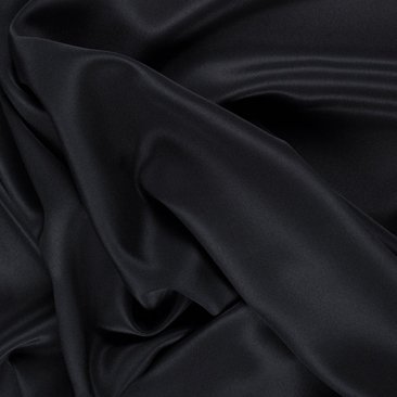 Silk Crepe de Chine (CDC) Fabric, 16mm, 44", Black By The Yard