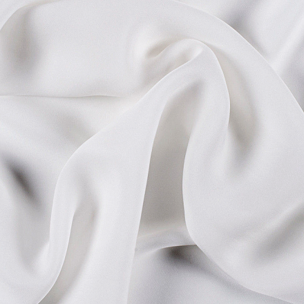 Silk Double Face Georgette Fabric, White - SilkFabric.net